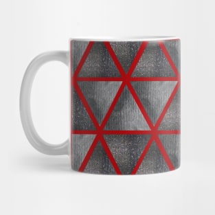 Abstract seamless pattern with ultimate grey and shining grey watercolor triangles on red background. Best for the print, fabric, poster, wallpaper, cover and packaging, wrapping paper. Mug